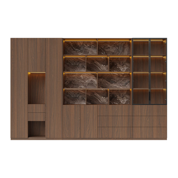 3-Piece Display Cabinet Storage Set-Brown