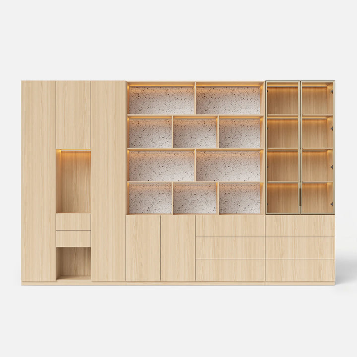 3-Piece Display Cabinet Storage Set-Natural