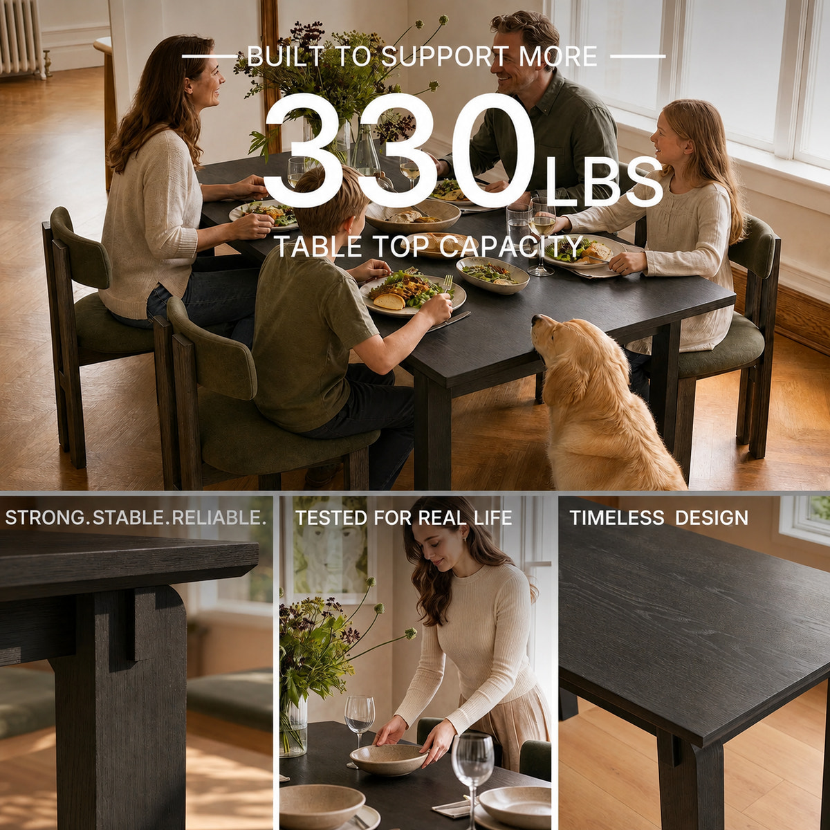 5-Piece Black Walnut Dining Set for 4