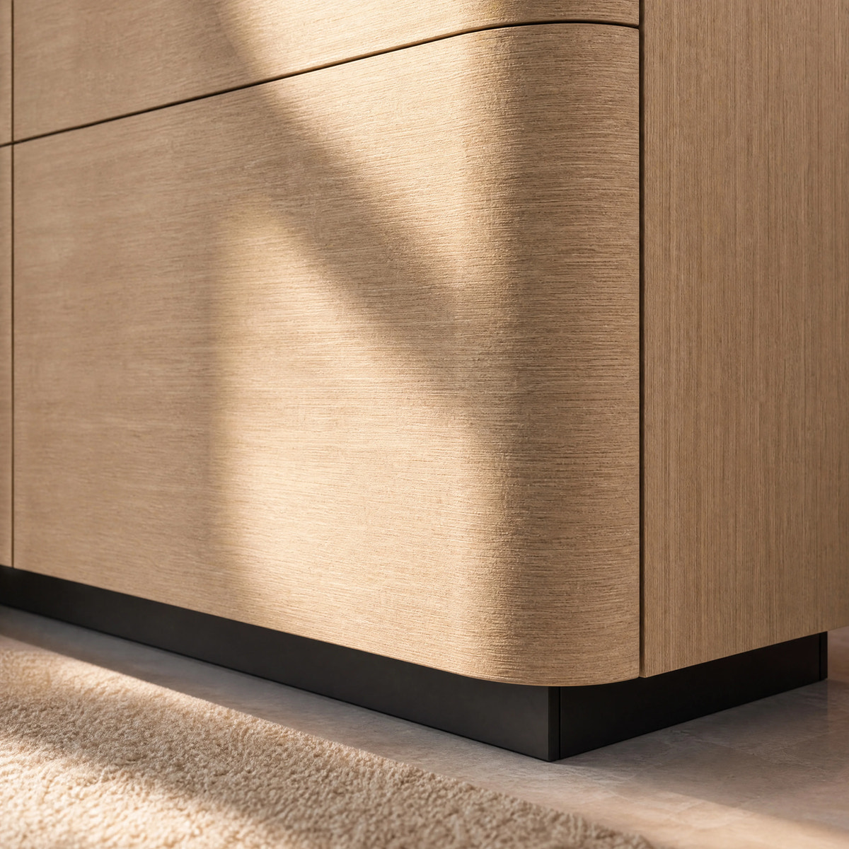 Orbis 9-Drawer Curved Dresser – Oak