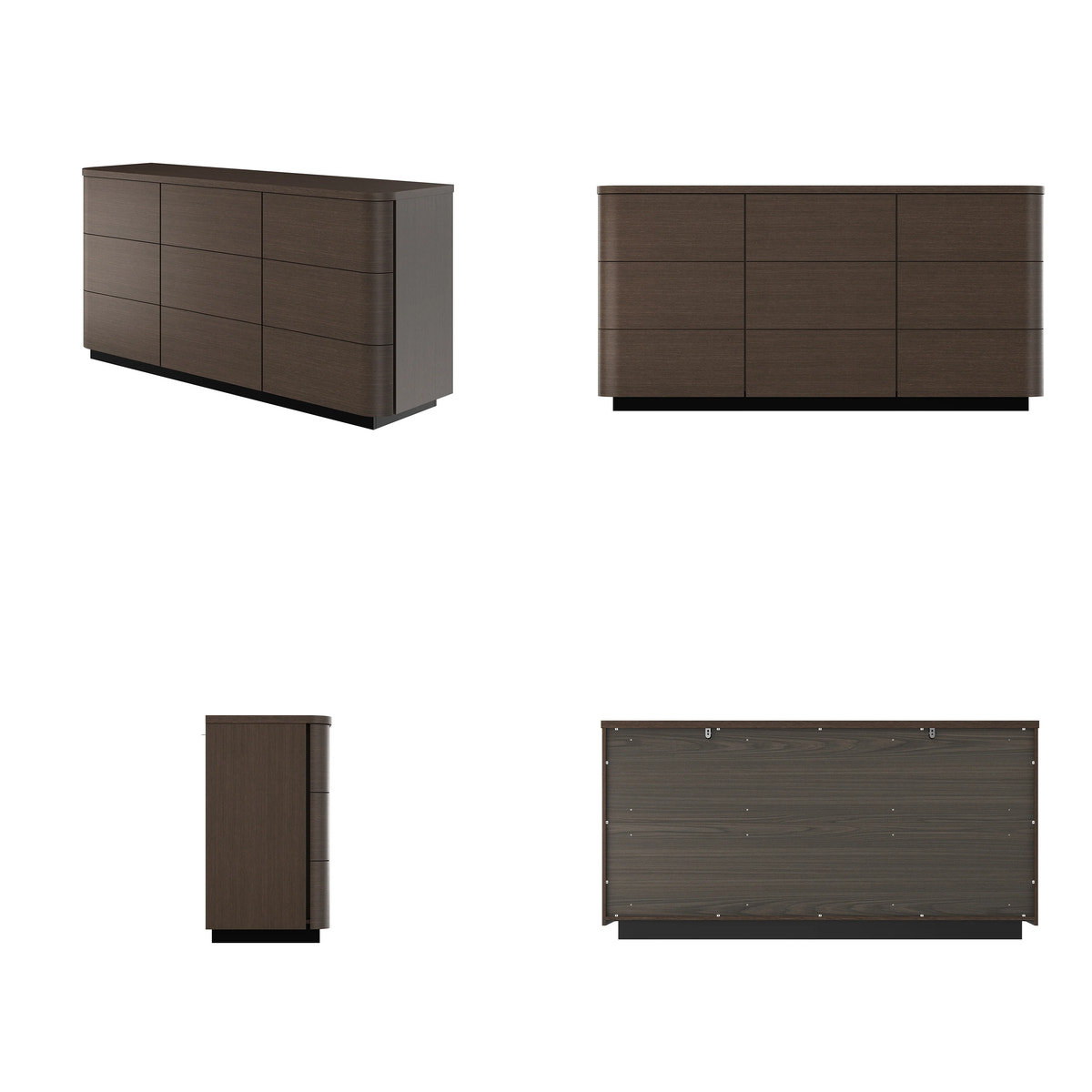 Orbis 9-Drawer Curved Dresser – Black Walnut