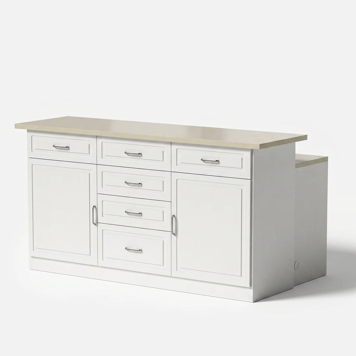Modern Kitchen Island with Built-In Power Outlet and Dual-Level Tabletop