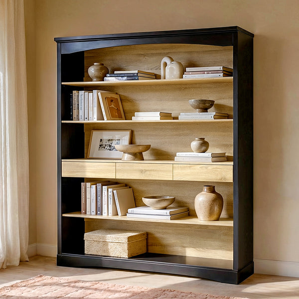 Bookcase and Display Cabinet with 5 Shelves and 3 Drawers