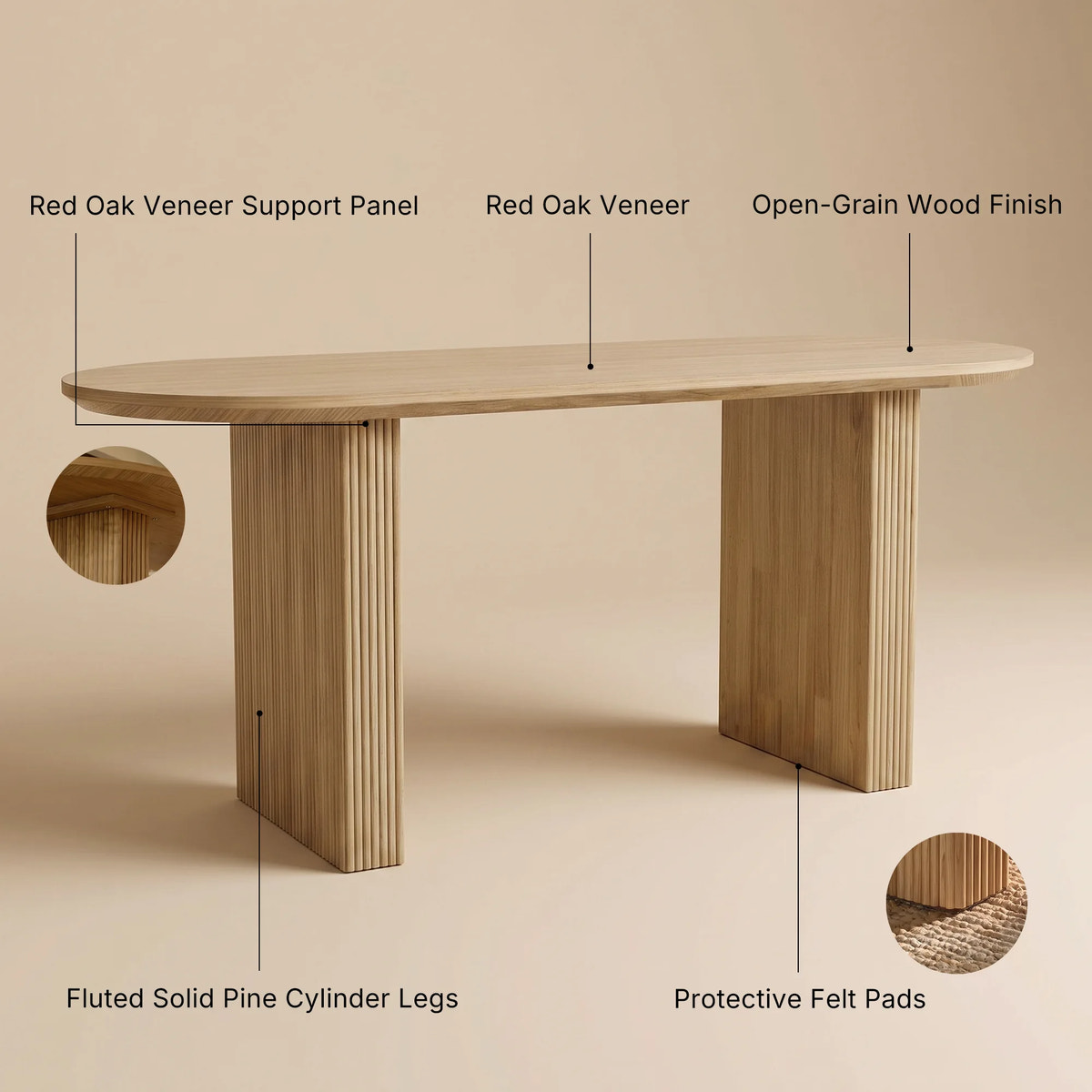 Sculpted Base Dining Table Set for 4