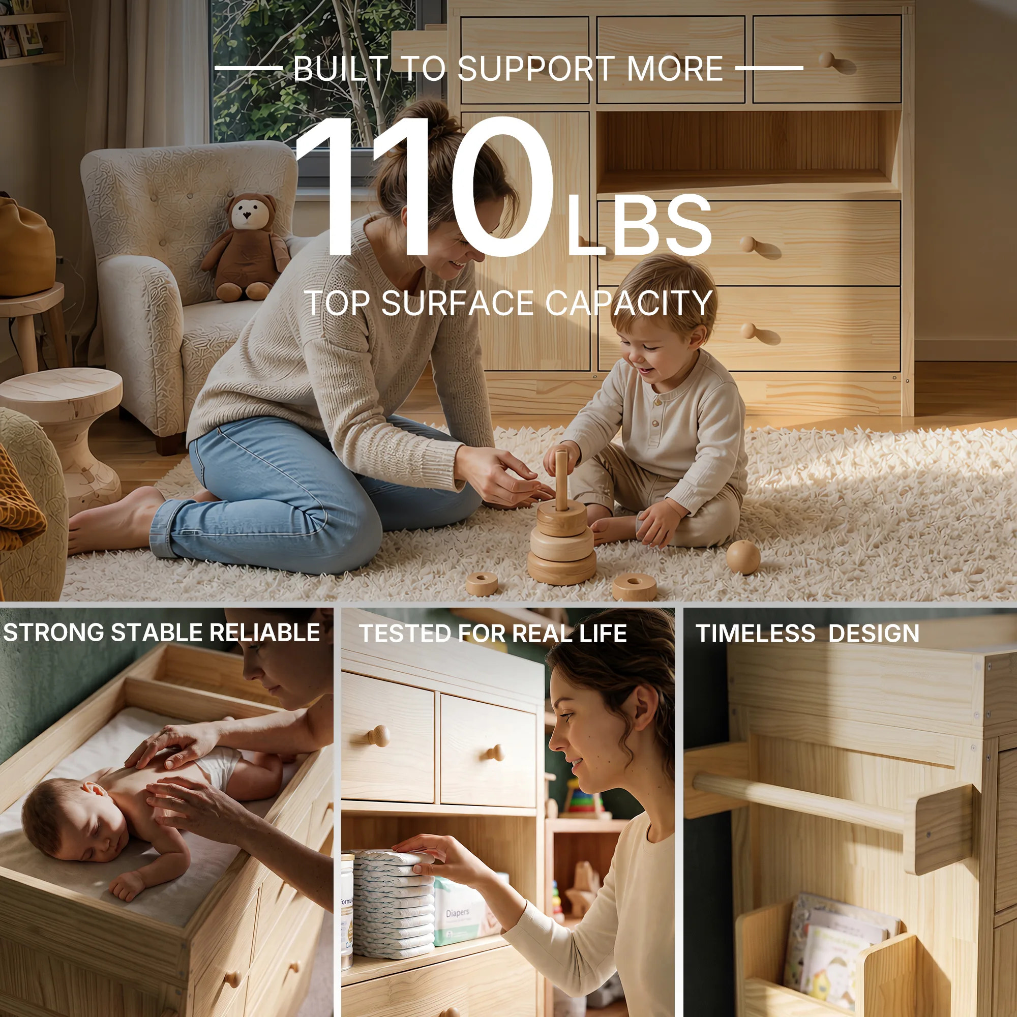 Changing Table with Drawers and Shelf
