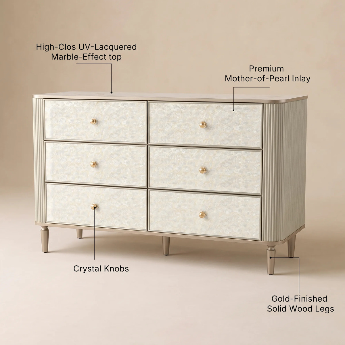 Nacre 6-Drawer Dresser
