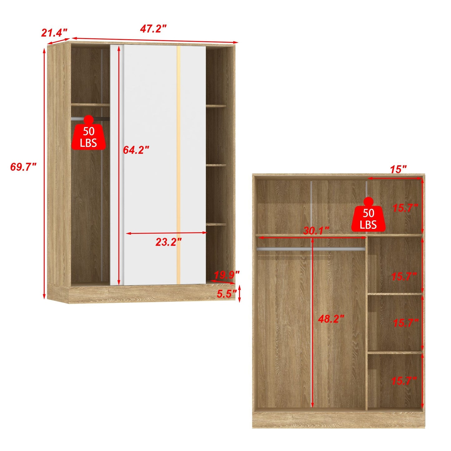 Warm White Sliding Door Closet System