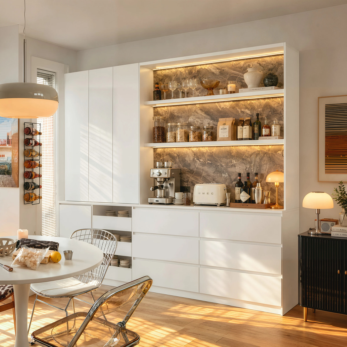 Pantry Storage & Appliance Station Cabinet Set
