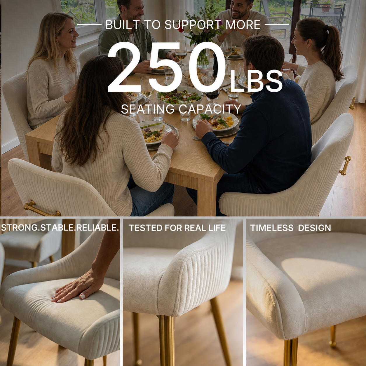 Wave Edge Dining Table Set for 4