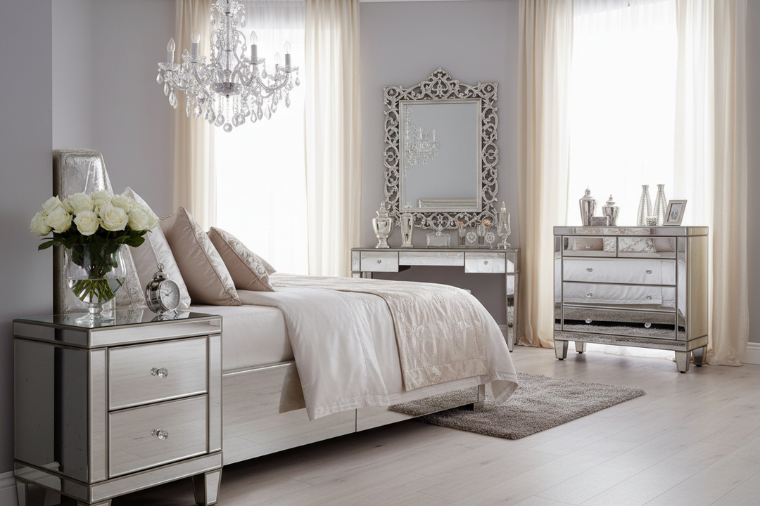 Elegant Ideas for Mirrored and Glass Bedroom Furniture