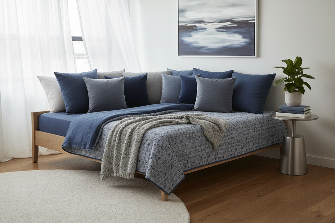 From Guest Room to Lounge: Mastering the Look with Blue and Gray Daybed Bedding