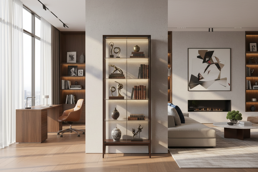 The Luxury Display Cabinet: Why Freestanding Beats Built-Ins