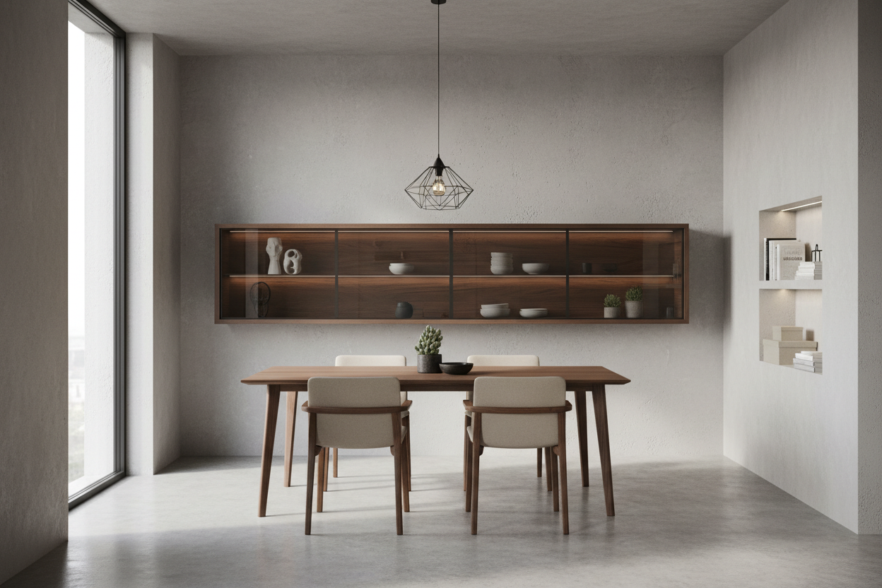 A floating display cabinet: The fix for tight dining room layouts