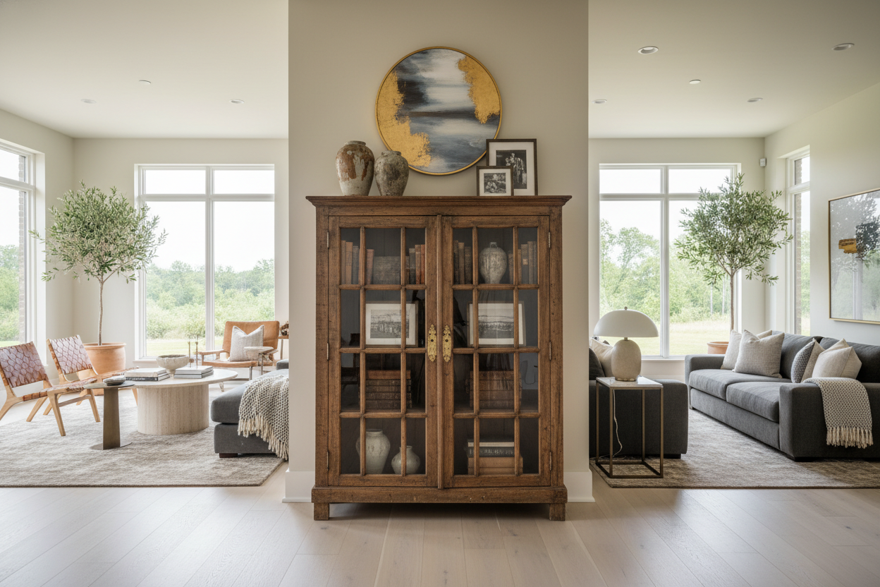 An old charm display cabinet: Grounding your modern new-build