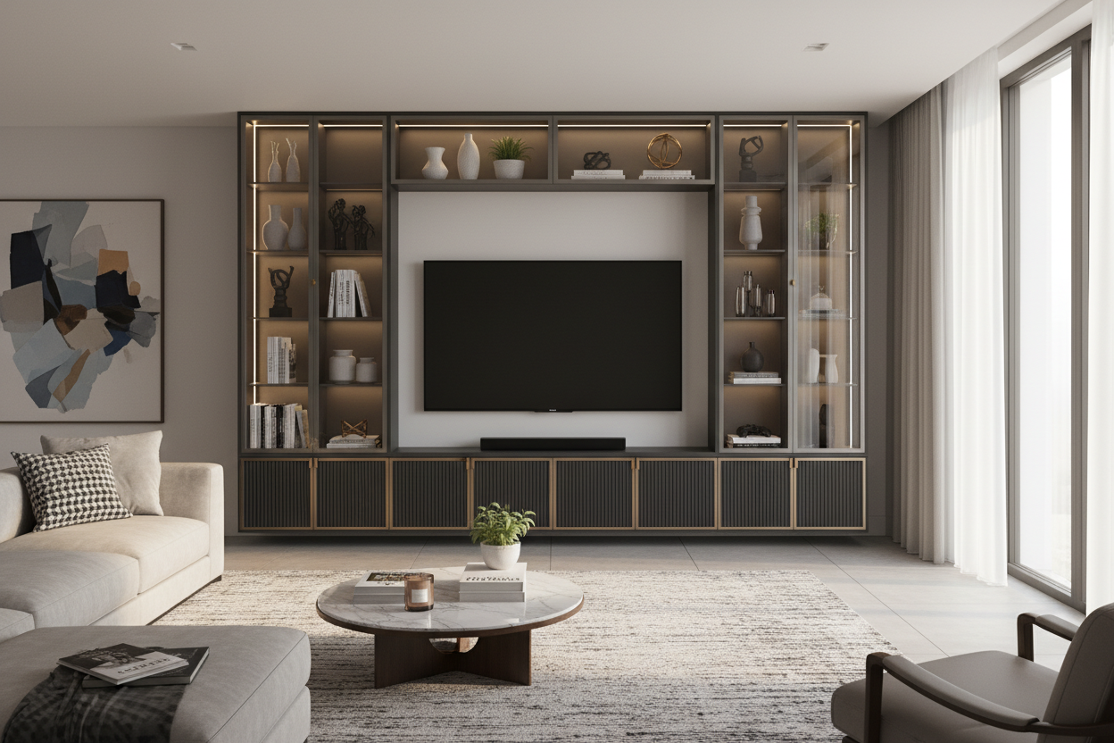 The display cabinet modern upgrade: Balancing living room media walls