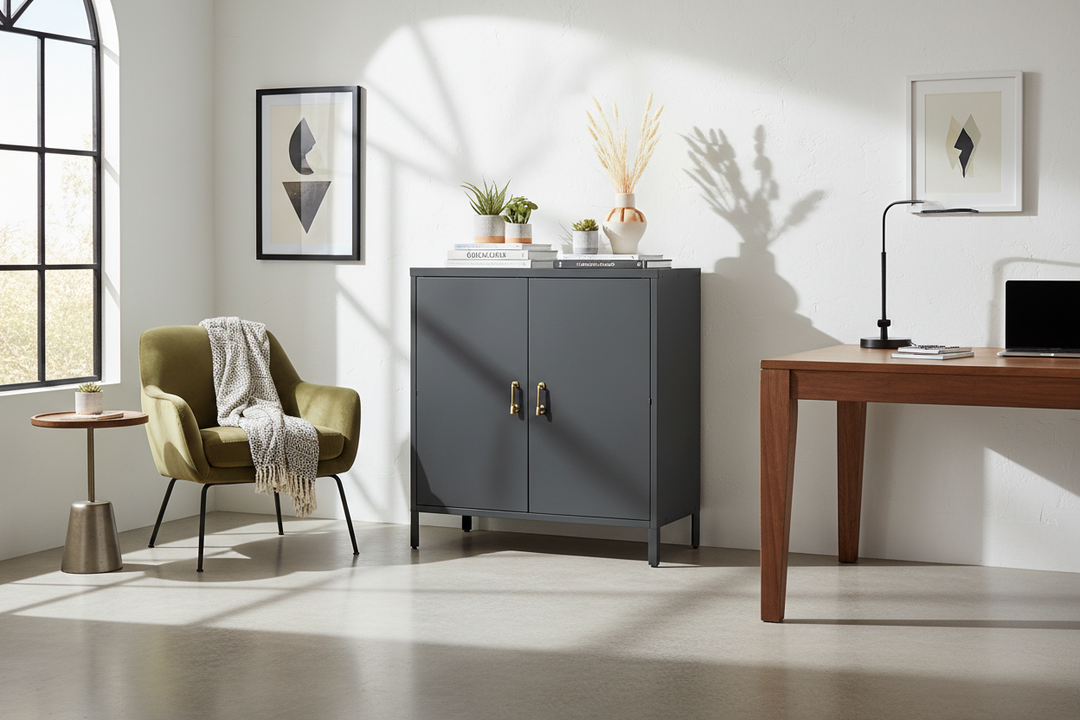 The locking cabinet Amazon hack: Making steel storage look chic