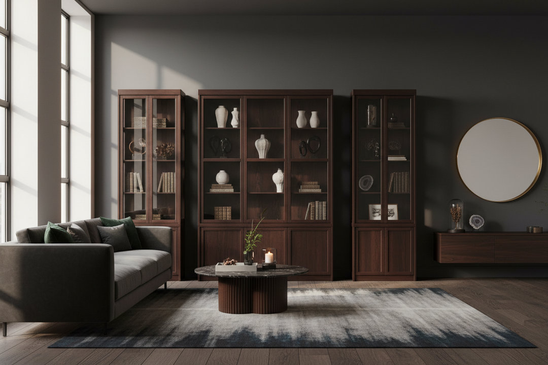 A dark wood display cabinet: How to add moody elegance, not gloom