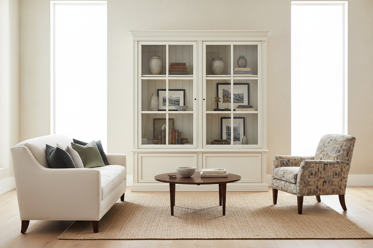 A vintage white display cabinet: Escaping the shabby chic cliché