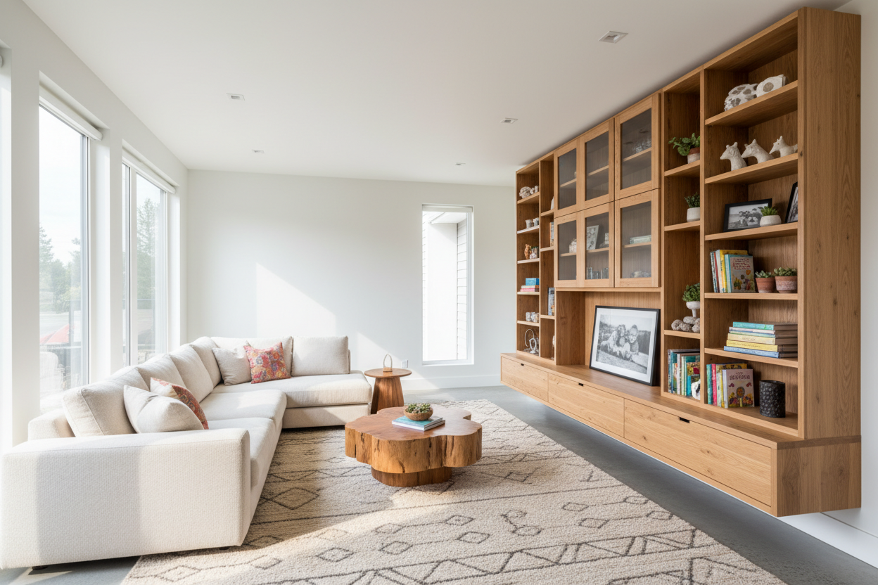 Wood Wall Display Cabinet: Reclaiming High-Traffic Zones