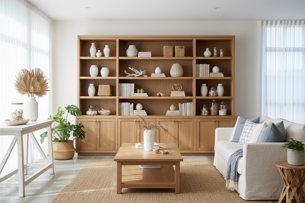 Oak display cabinet Australia style: Nailing the coastal look