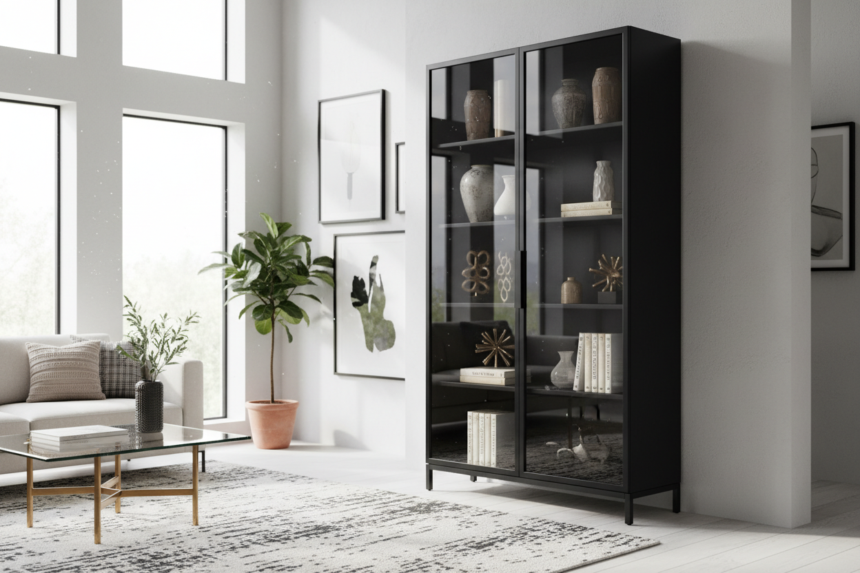 Black Glass Cabinet With Doors — The Designer's Secret to Modern, Curated Displays