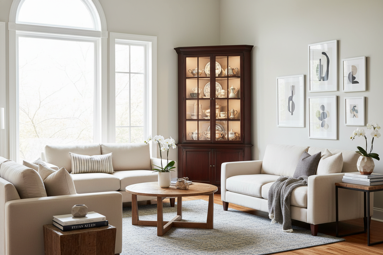 Ethan Allen Lighted Curio Cabinet — The Designer's Secret to Corner Collections That Actually Shine