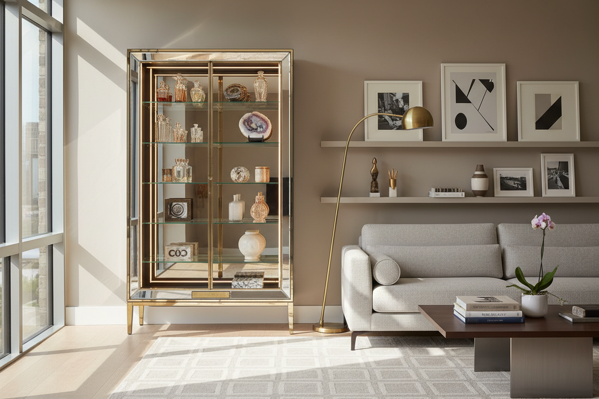 Whittlesey 28 Wide Mirrored Back Curio Cabinet — The Display Upgrade That Actually Works