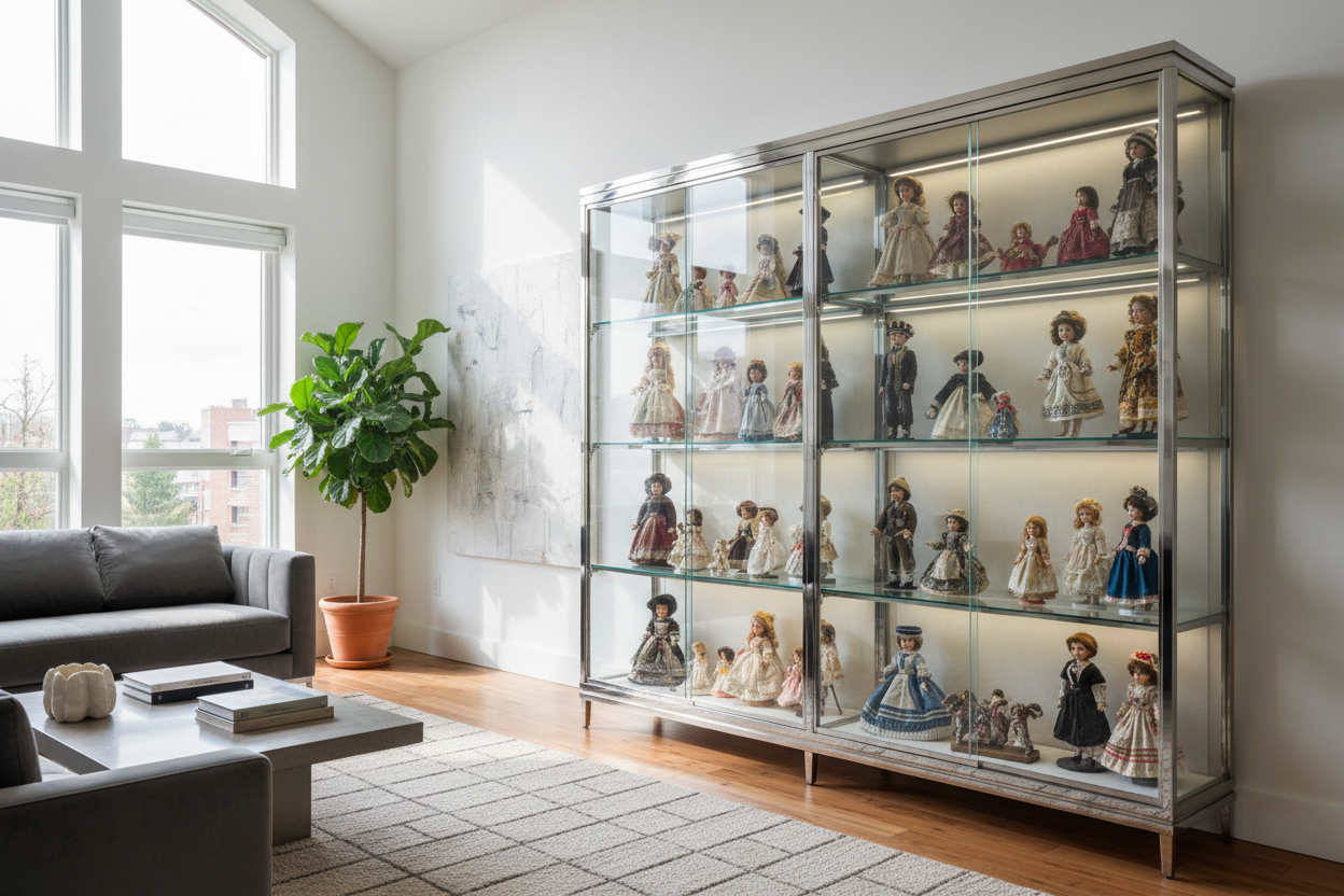 Glass Doll Cabinet: The Lighting Secret That Actually Protects Your Collection