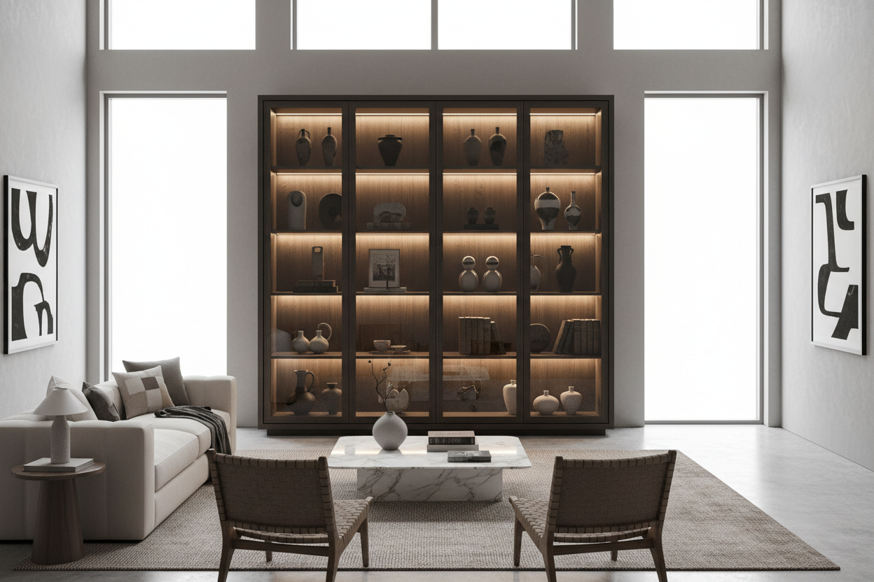 Glass Double Door Cabinet — The Lighting Mistake That's Actually Hiding Your Best Pieces