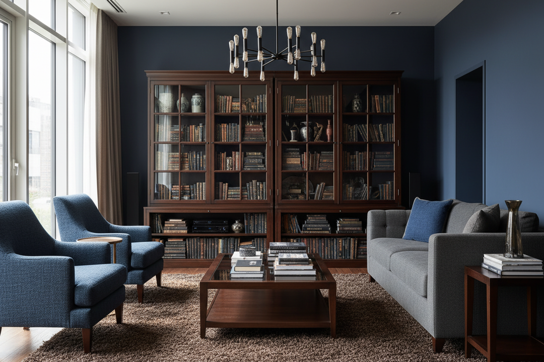 Dark Wood Cabinet With Glass Doors — The Lighting Mistake That's Actually Making Your Space Feel Heavy