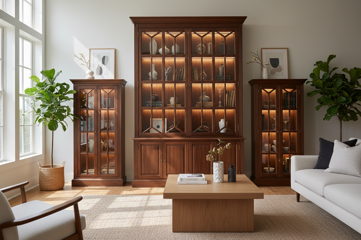 Solid Wood Cabinet With Glass Doors — The Lighting Mistake That's Actually Hiding Your Best Pieces