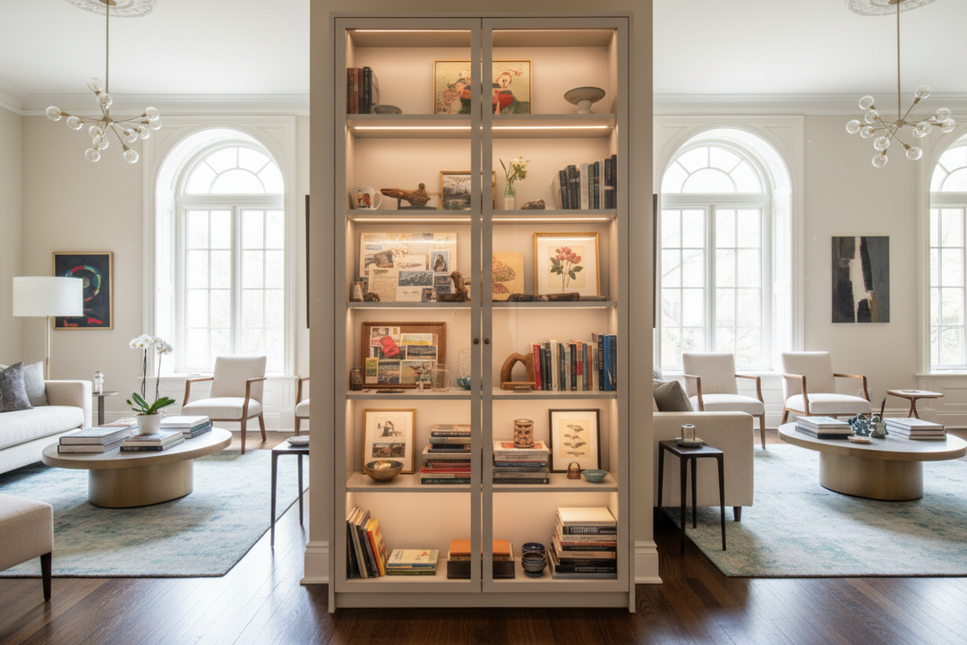 Display Cabinet With Glass Doors and Lights — The Styling Mistake That's Actually Hiding Your Personality