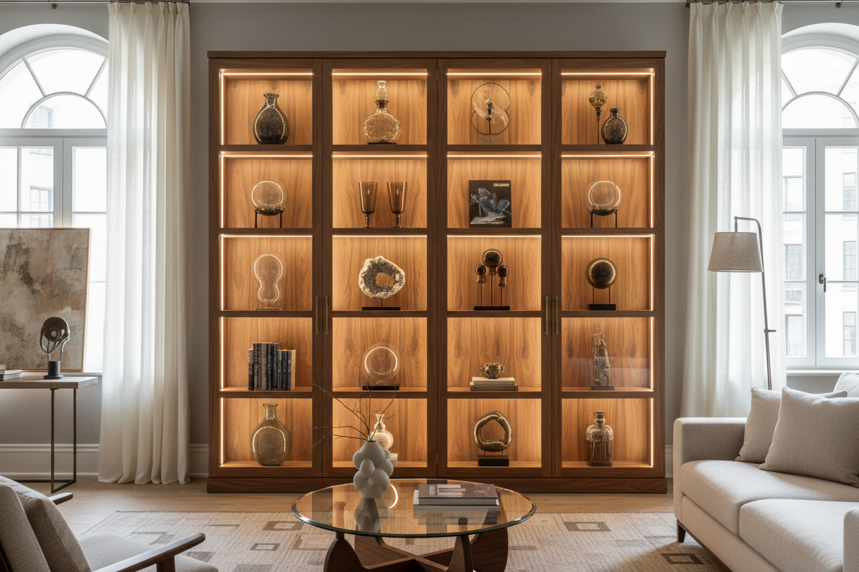 Wood Display Cabinet With Lights — The Material Choice That Actually Makes Your Collections Glow