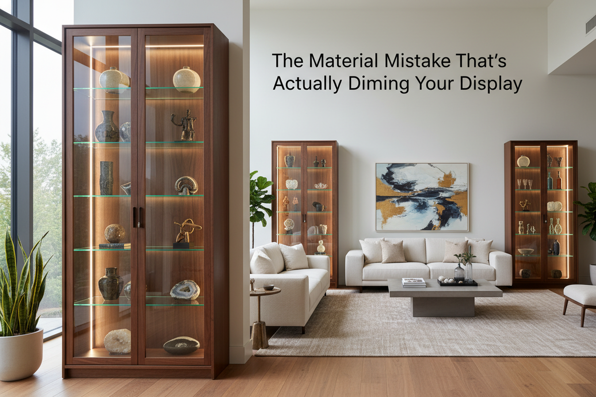 Illuminated Furniture Curio Cabinet — The Material Mistake That's Actually Dimming Your Display
