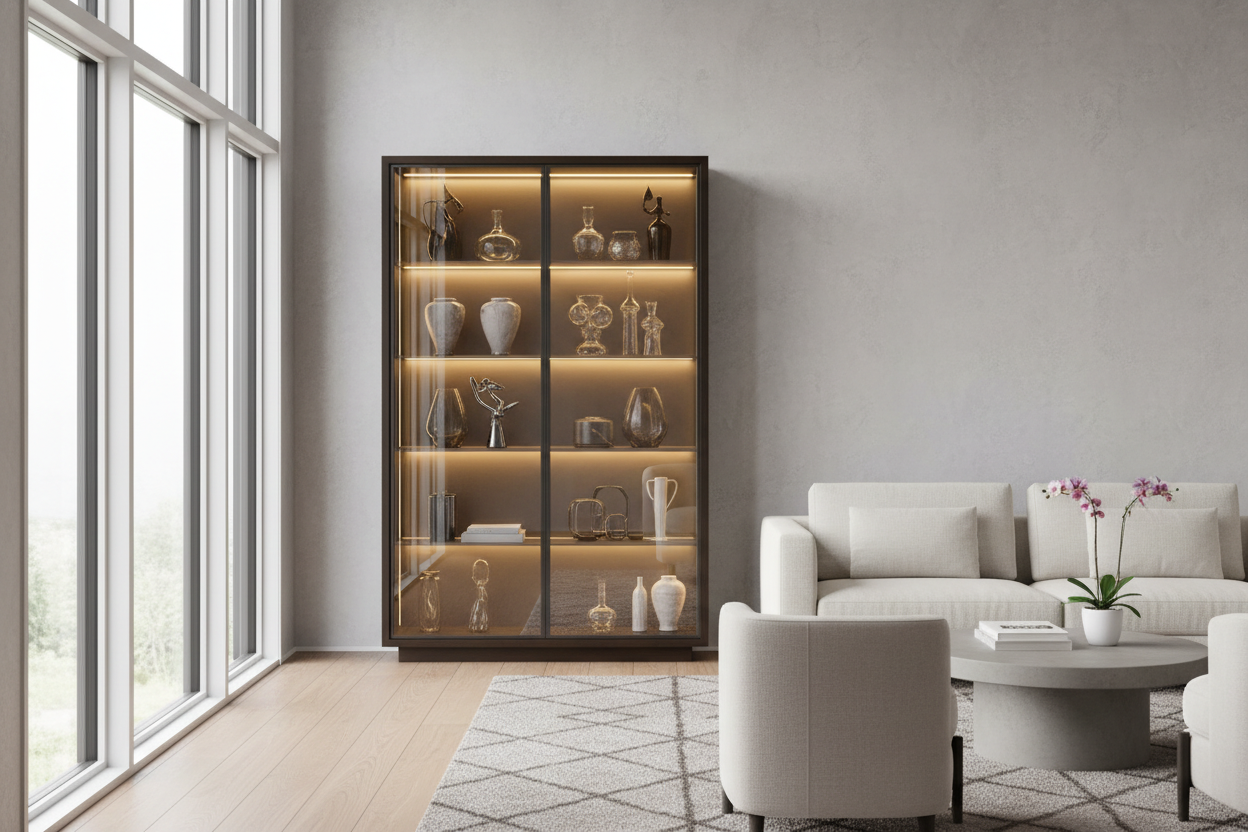 Whittlesey 28 Wide Mirrored Back Curio Cabinet — The Lighting Mistake That's Actually Dimming Your Display