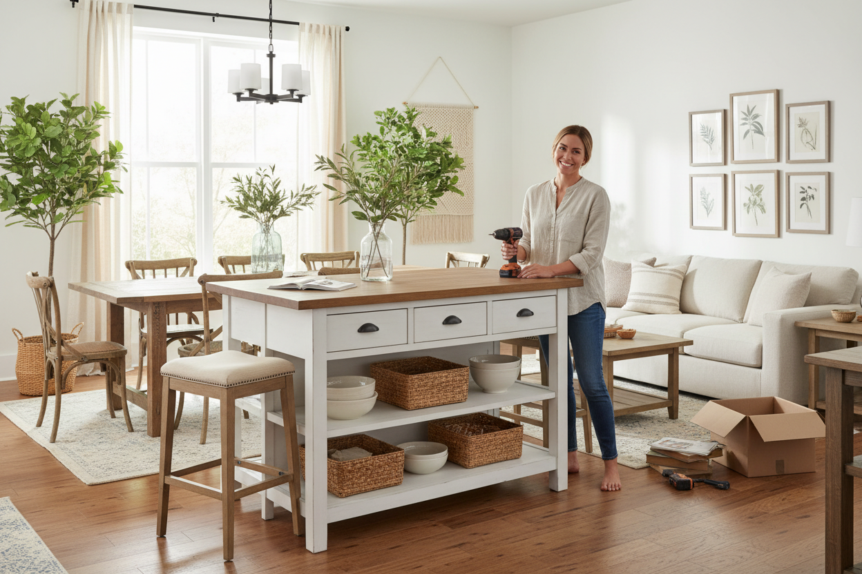 I Assembled a Gracie Oaks Kitchen Island Alone (And Lived)