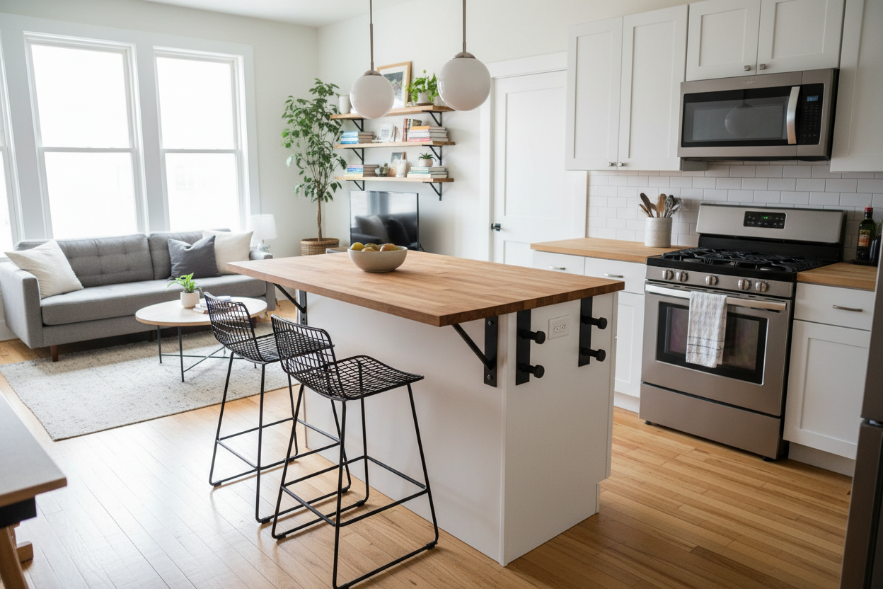 I Bolted an Island Extension for Seating to My Basic Cabinets