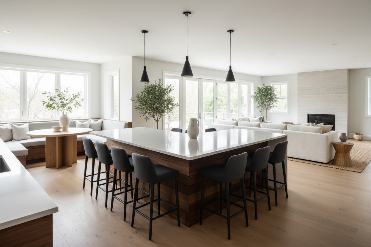Nobody Talks in a Straight Line: The Kitchen Island With 3 Sided Seating
