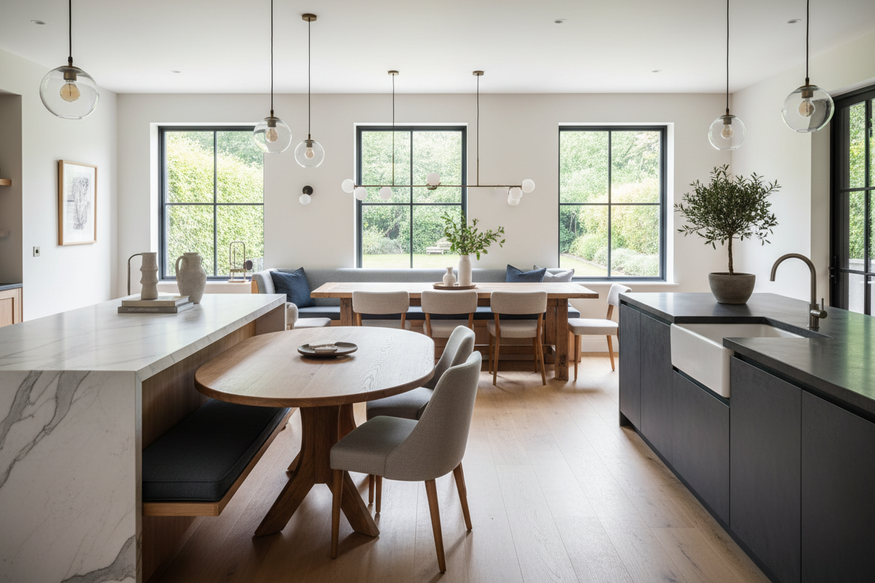 Why We Ditched High Stools for an Island With Attached Seating
