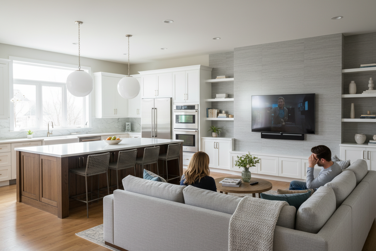 Your Kitchen Island Overlooking Family Room Is Ruining Movie Night