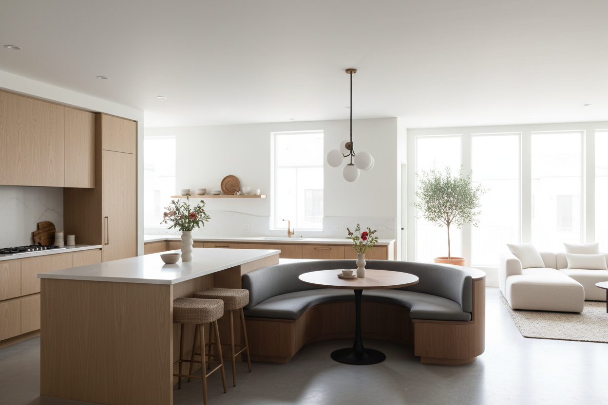 How to Pull Off an Island With Breakfast Nook (Without Crowding the Room)