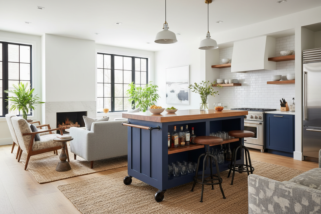 We Finally Fixed Our Awkward Party Flow With a Movable Island Bar