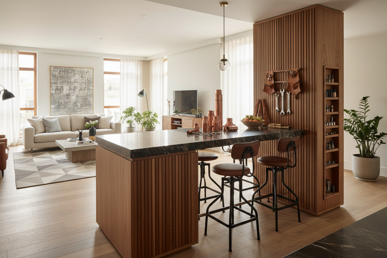 How We Hid Our Bulky Bar Island Counter Connections