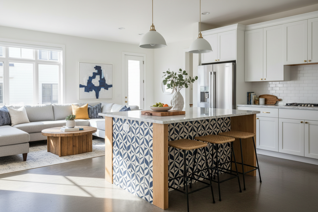 Stop Painting Scuffed Cabinets: Try a Wallpaper Kitchen Island