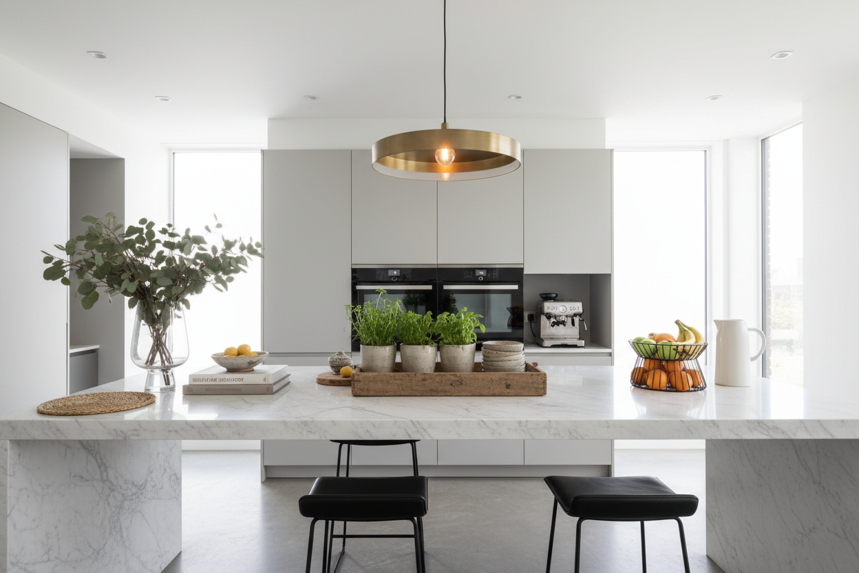 Your 10-Foot Counter Looks Empty: How to Decorate a Long Kitchen Island