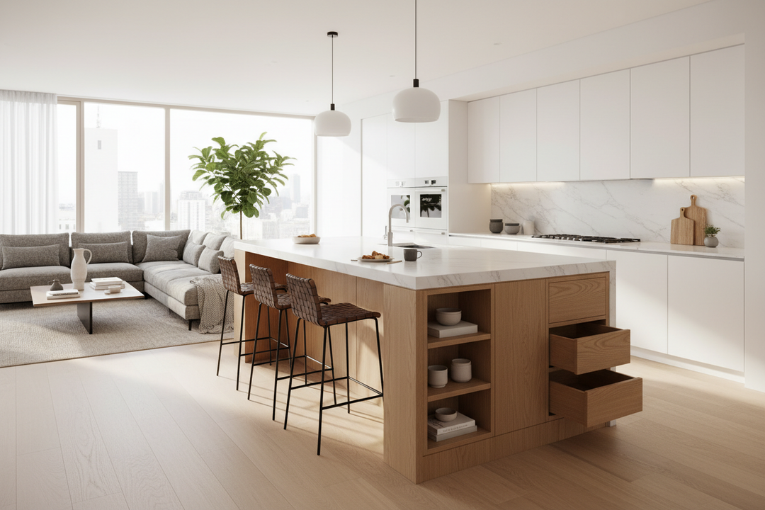 I Hid My Kitchen Mess Behind a Bar Height Island With Storage