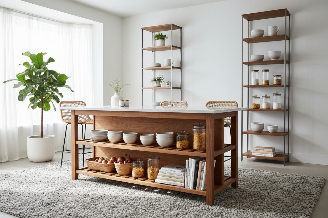 Are Shelves Under Kitchen Island Counters a Terrible Idea?