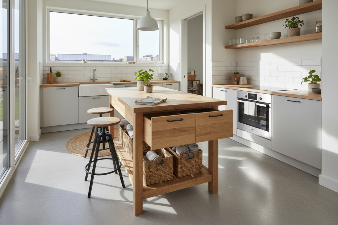 Why a Freestanding Island With Drawers for Kitchen Prep Beats Built-Ins