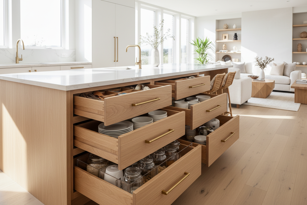 The 3 Rules for Figuring Out What to Put in Kitchen Island Drawers