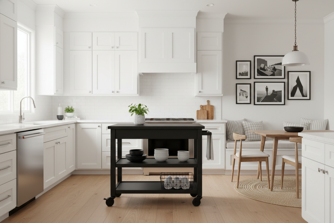 I Put a Black Kitchen Cart in My All-White Kitchen (And I Love It)